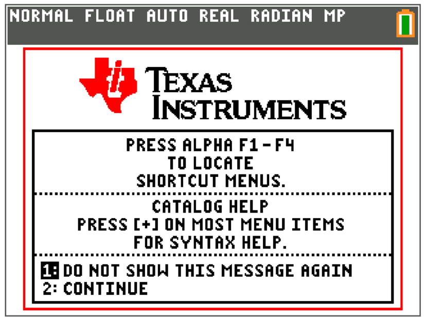 TI-84 Plus CE Information Screen